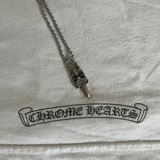 chrome hearts dagger zipper silver ball necklace clear