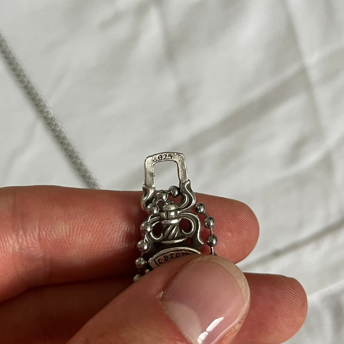 chrome hearts dagger zipper silver ball necklace clear