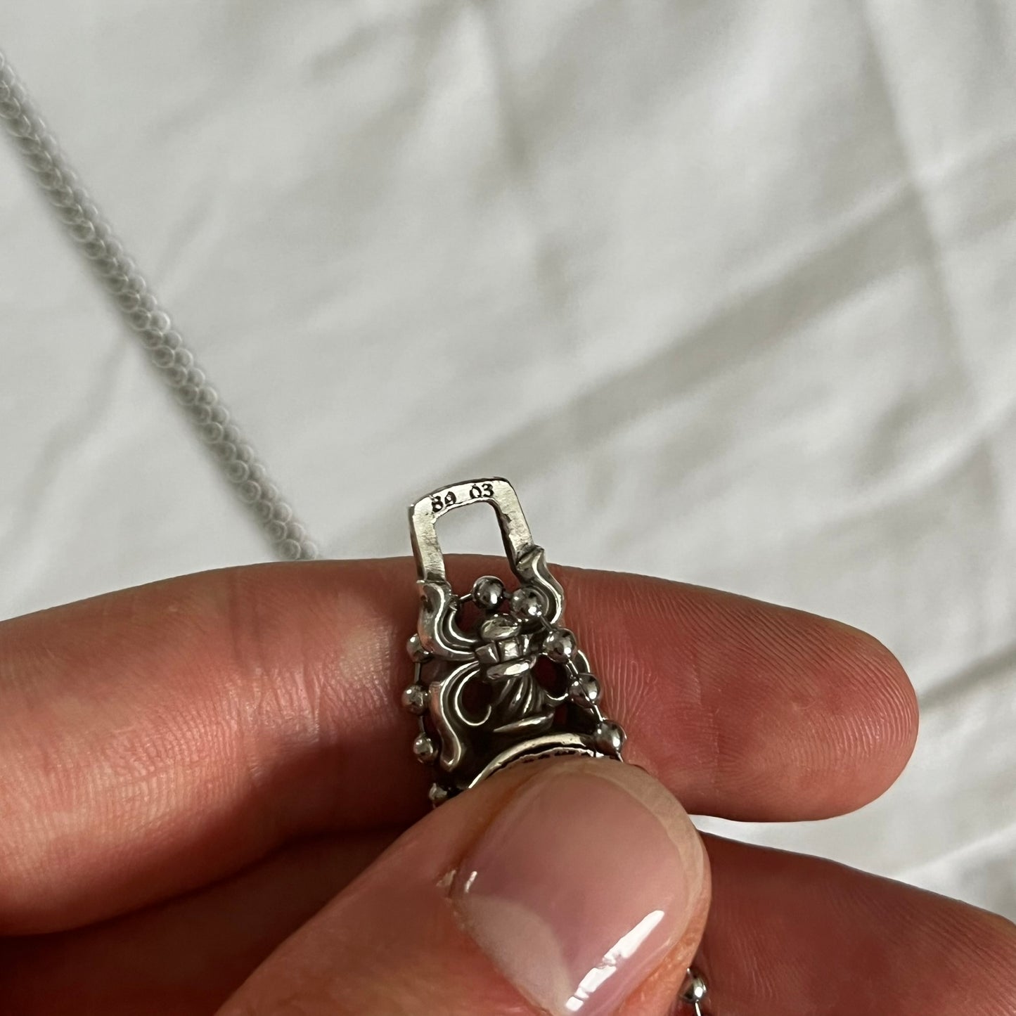 chrome hearts dagger zipper silver ball necklace clear