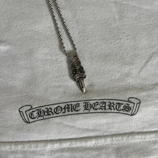 chrome hearts dagger zipper silver ball necklace used