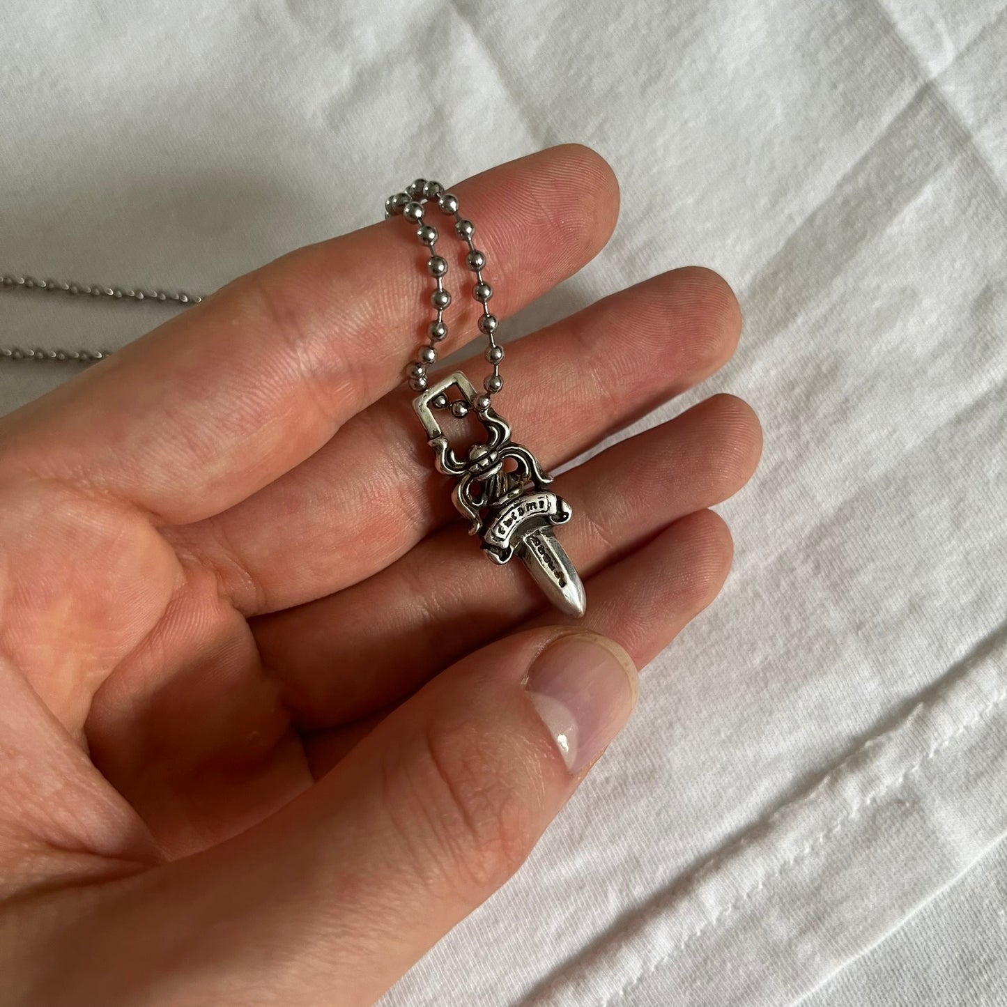 chrome hearts dagger zipper silver ball necklace used