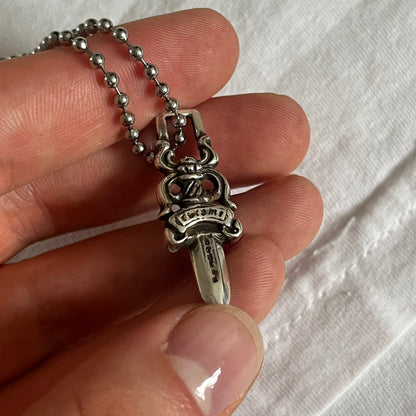 chrome hearts dagger zipper silver ball necklace used