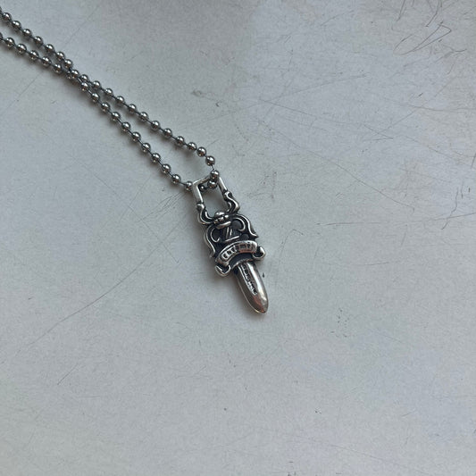 chrome hearts dagger zipper silver ball necklace
