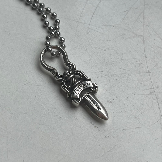 chrome hearts dagger zip up silver ball necklace