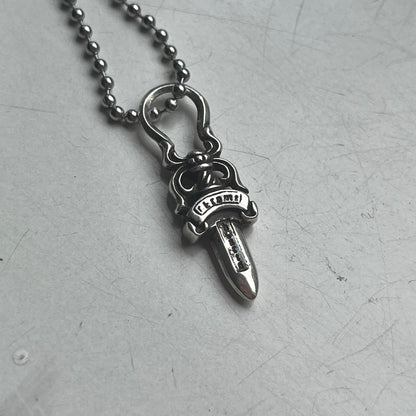 chrome hearts dagger zip up silver ball necklace