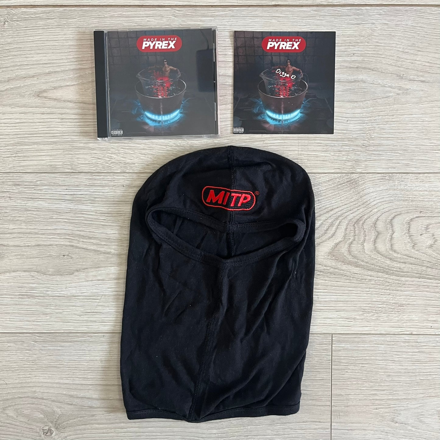 digga d made in the pyrex balaclava and cd, signed