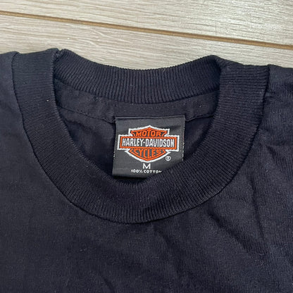Harley Davidson logo on a black shirt collar
